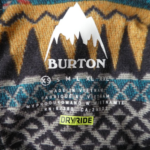 Burton Dayride Midweight Long Neck Thermal Aztec Pullover Top Cuff Thumb Hole XS - Picture 8 of 10